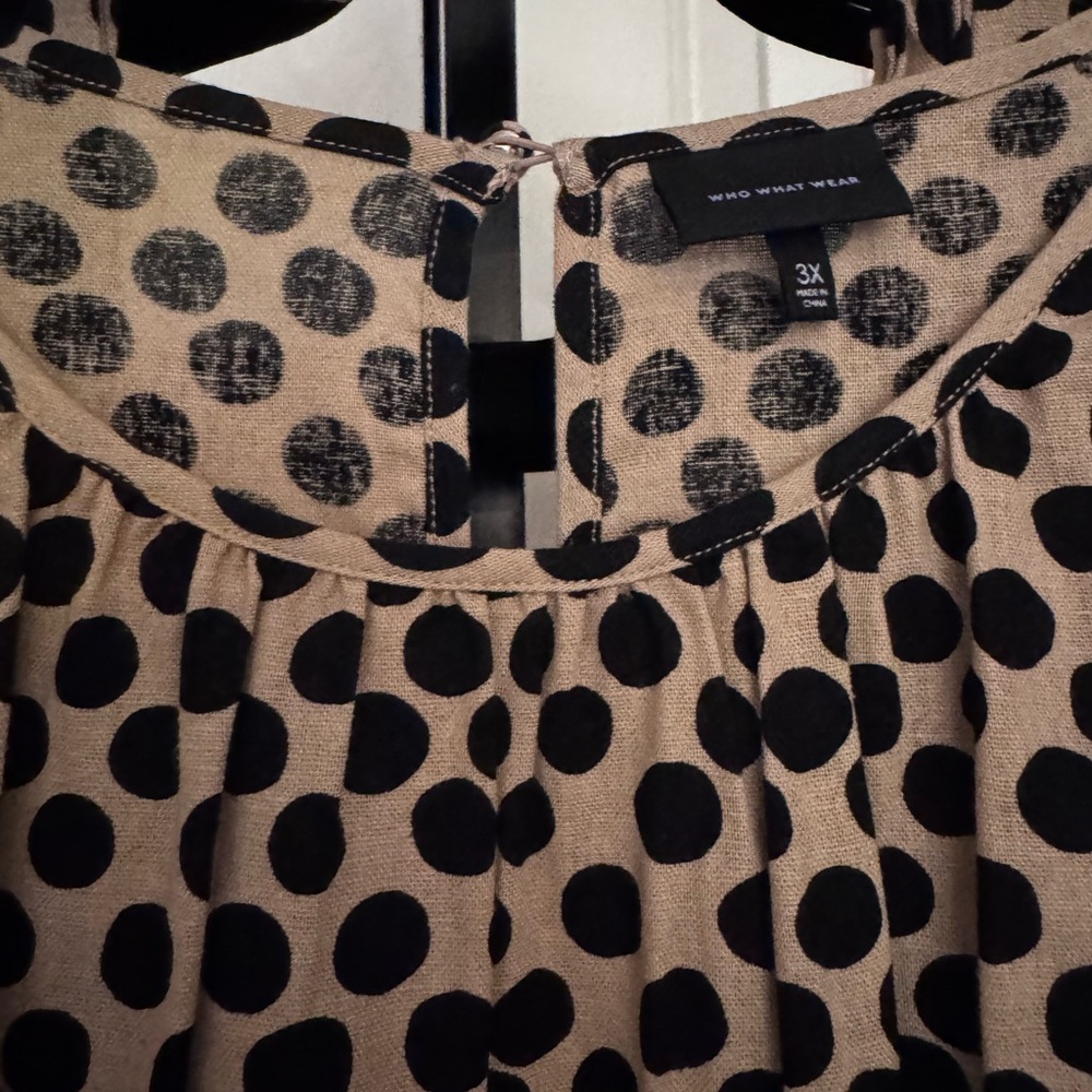 Who What Wear Brown and Cream Bishop Sleeve Sundress - Picture 5 of 13